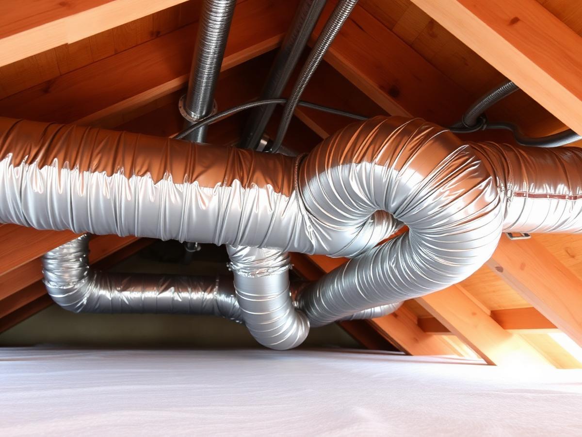 New insulated flexible air ducts installed in a residential attic